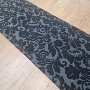TAPPETO - EFFETTO DAMASCO NERO - LARGHEZZA 50 CM